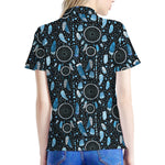 Blue Native Dream Catcher Pattern Print Women's Polo Shirt