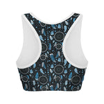 Blue Native Dream Catcher Pattern Print Women's Sports Bra