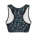 Blue Native Dream Catcher Pattern Print Women's Sports Bra
