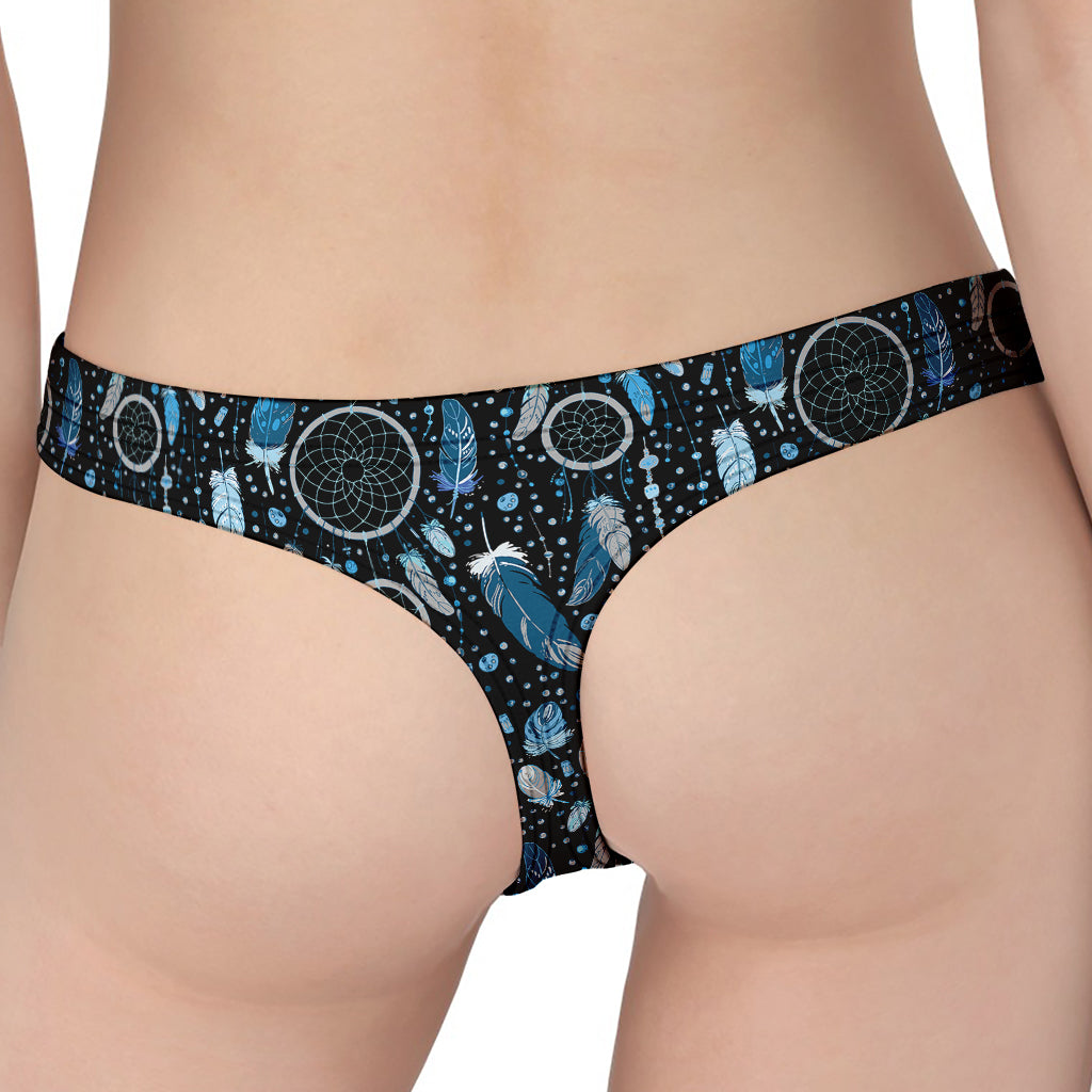 Blue Native Dream Catcher Pattern Print Women's Thong