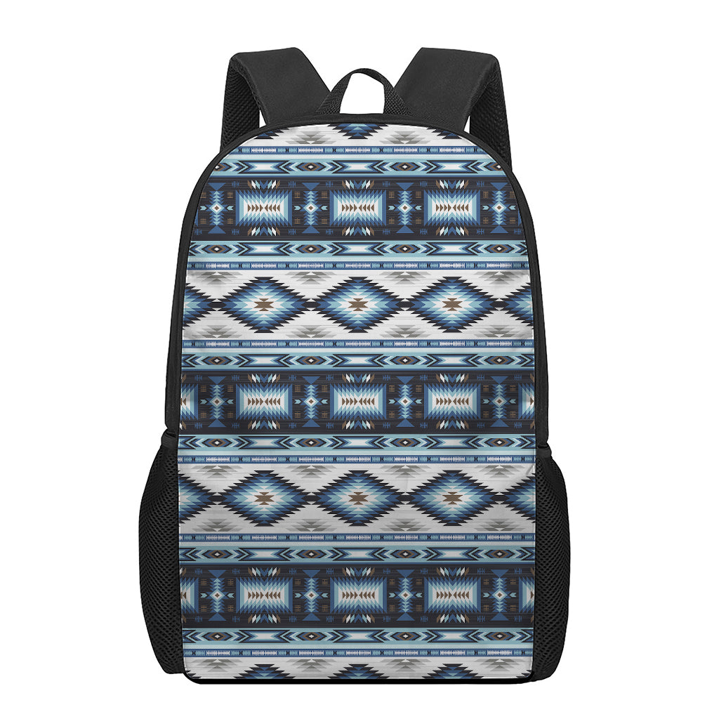 Blue Native Navajo Print 17 Inch Backpack
