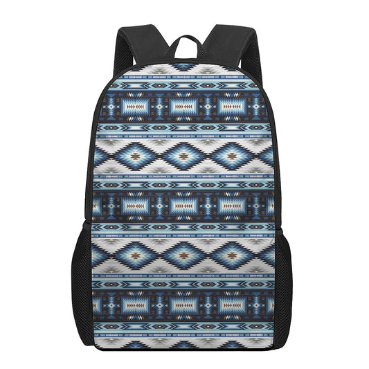 Blue Native Navajo Print 17 Inch Backpack