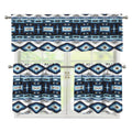 Blue Native Navajo Print 3 Piece Kitchen Curtains