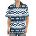 Blue Native Navajo Print Aloha Shirt