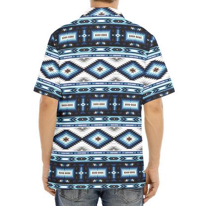 Blue Native Navajo Print Aloha Shirt