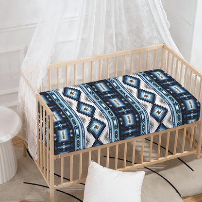 Blue Native Navajo Print Baby Crib Sheet