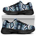 Blue Native Navajo Print Black Chunky Shoes