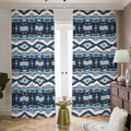 Blue Native Navajo Print Dimout Pencil Pleat Curtains