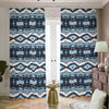 Blue Native Navajo Print Blackout Pencil Pleat Curtains