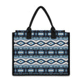 Blue Native Navajo Print Canvas Tote Bag