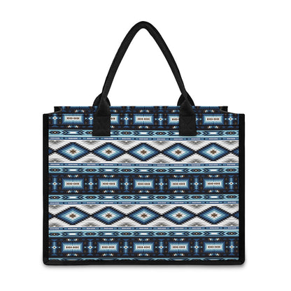 Blue Native Navajo Print Canvas Tote Bag