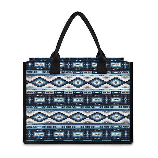 Blue Native Navajo Print Canvas Tote Bag