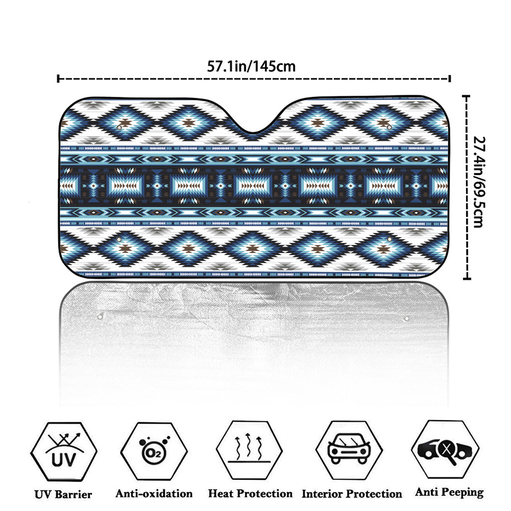 Blue Native Navajo Print Car Windshield Sun Shade