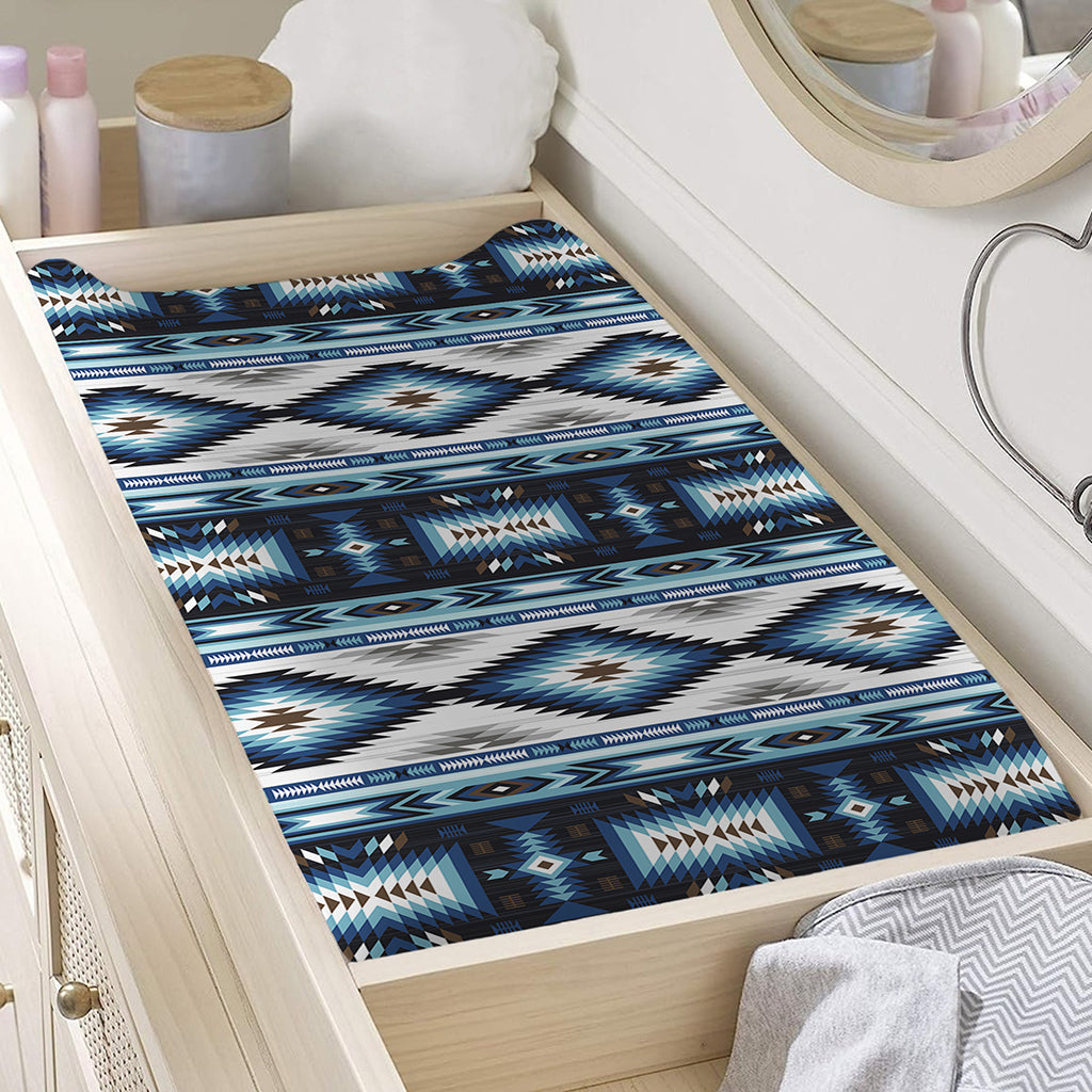 Blue Native Navajo Print Changing Pad Cover