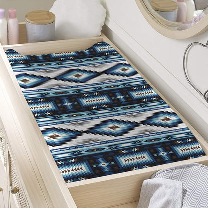 Blue Native Navajo Print Changing Pad Cover