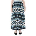 Blue Native Navajo Print Chiffon Maxi Skirt
