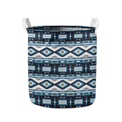Blue Native Navajo Print Collapsible Laundry Basket