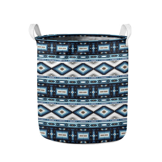 Blue Native Navajo Print Collapsible Laundry Basket