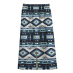 Blue Native Navajo Print Cotton Front Slit Maxi Skirt