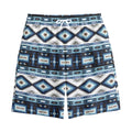 Blue Native Navajo Print Cotton Shorts
