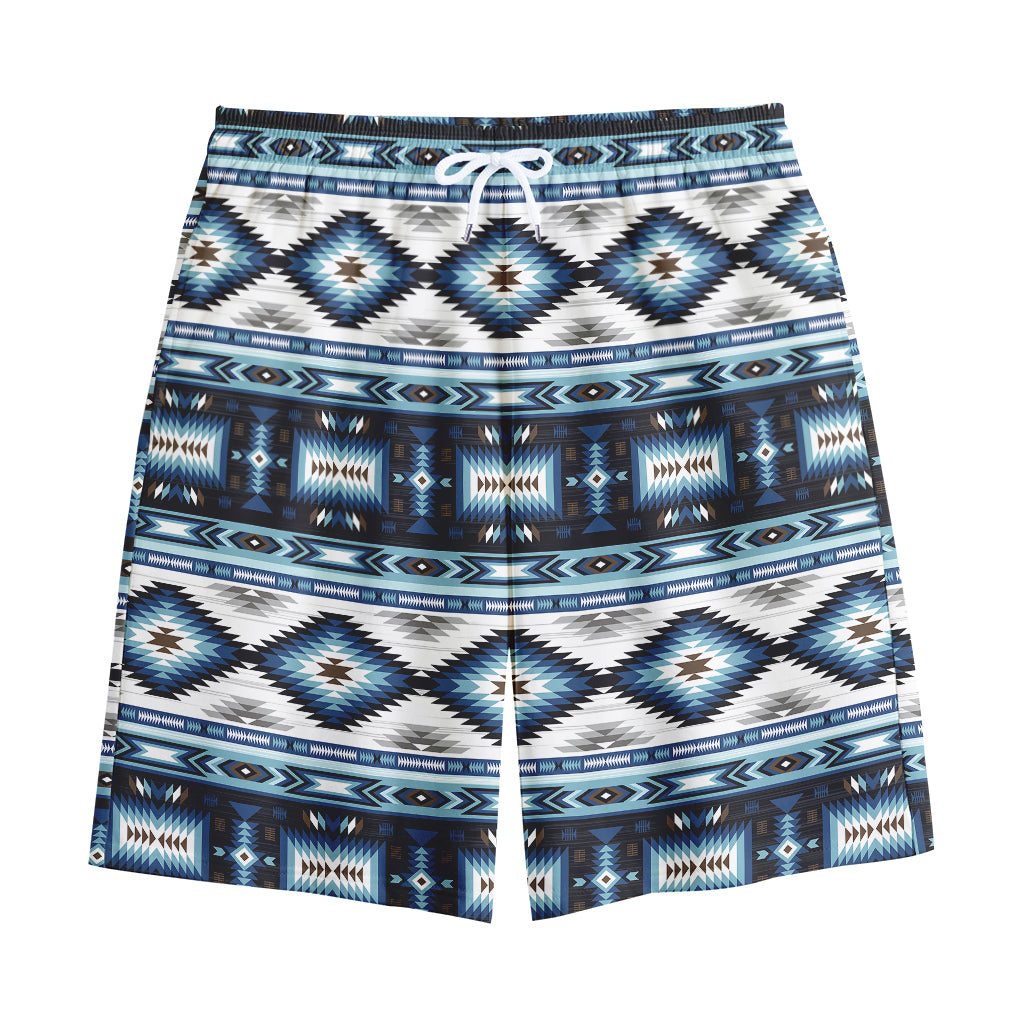 Blue Native Navajo Print Cotton Shorts