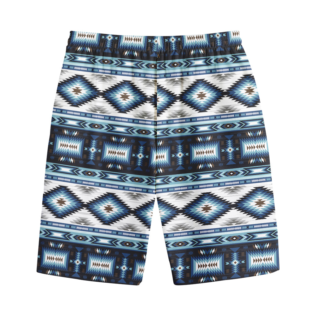 Blue Native Navajo Print Cotton Shorts