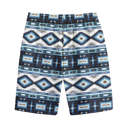Blue Native Navajo Print Cotton Shorts