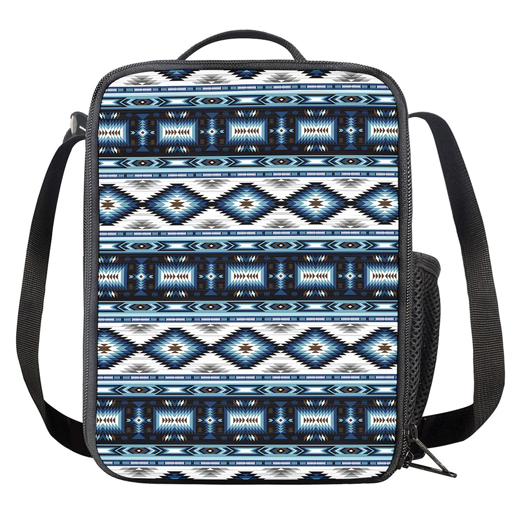 Blue Native Navajo Print Crossbody Lunch Bag