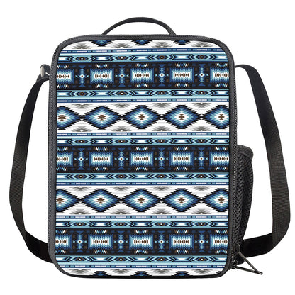Blue Native Navajo Print Crossbody Lunch Bag