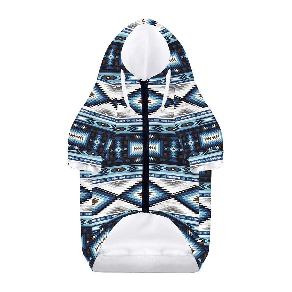 Blue Native Navajo Print Dog Zip Up Hoodie