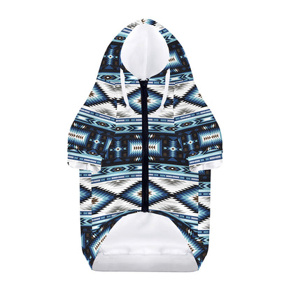 Blue Native Navajo Print Dog Zip Up Hoodie