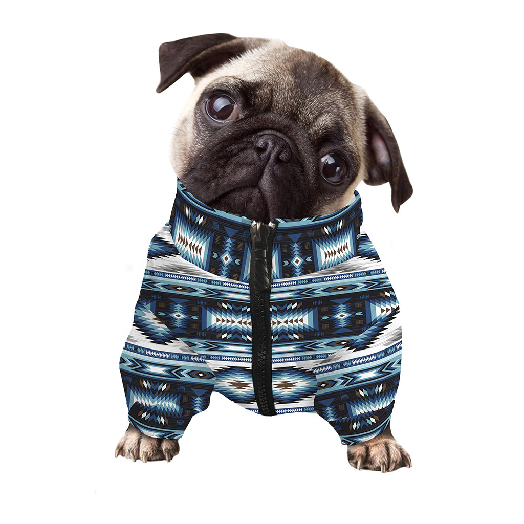Blue Native Navajo Print Dog Zip Up Jacket