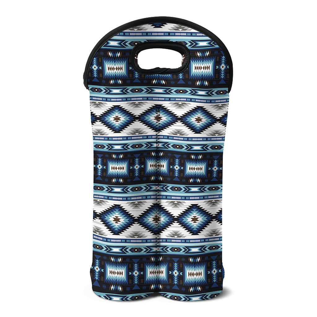 Blue Native Navajo Print Double Neoprene Wine Tote