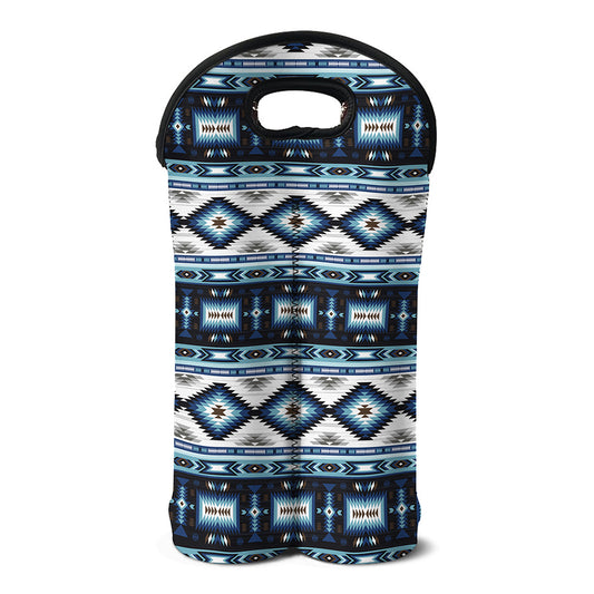 Blue Native Navajo Print Double Neoprene Wine Tote