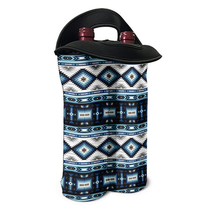 Blue Native Navajo Print Double Neoprene Wine Tote