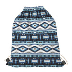 Blue Native Navajo Print Drawstring Bag