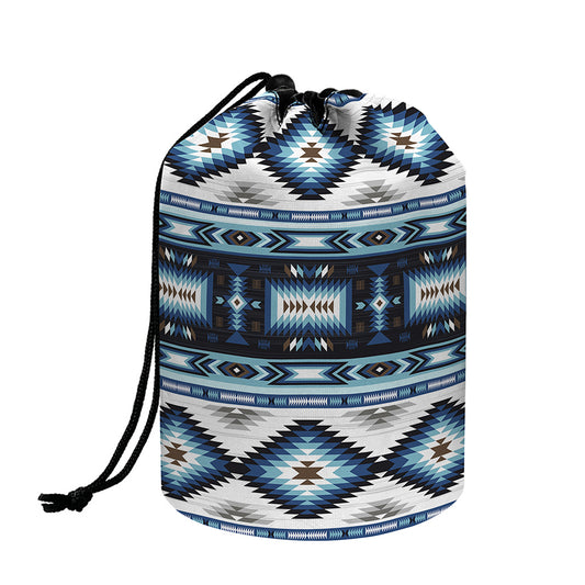 Blue Native Navajo Print Drawstring Makeup Bag