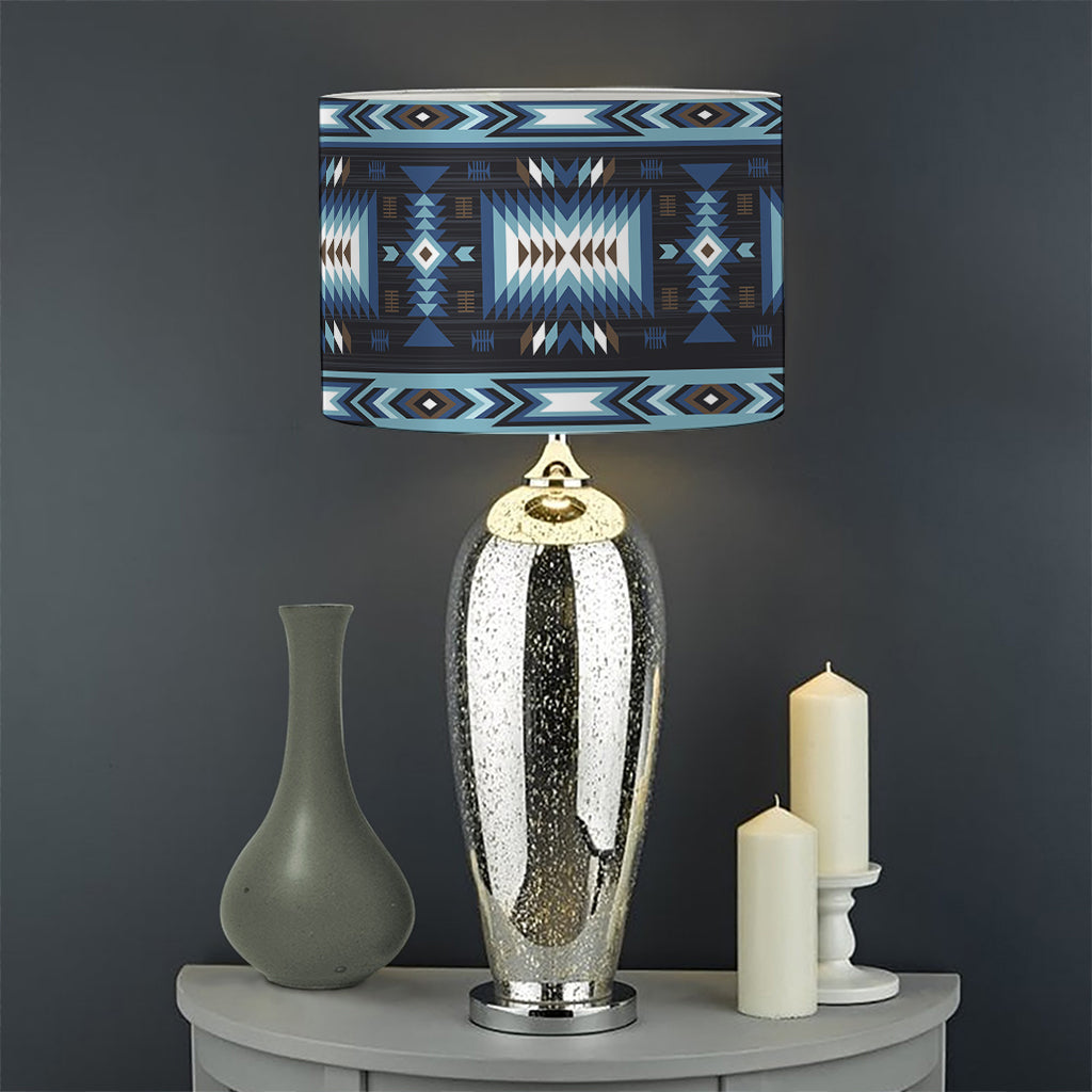 Blue Native Navajo Print Drum Lamp Shade