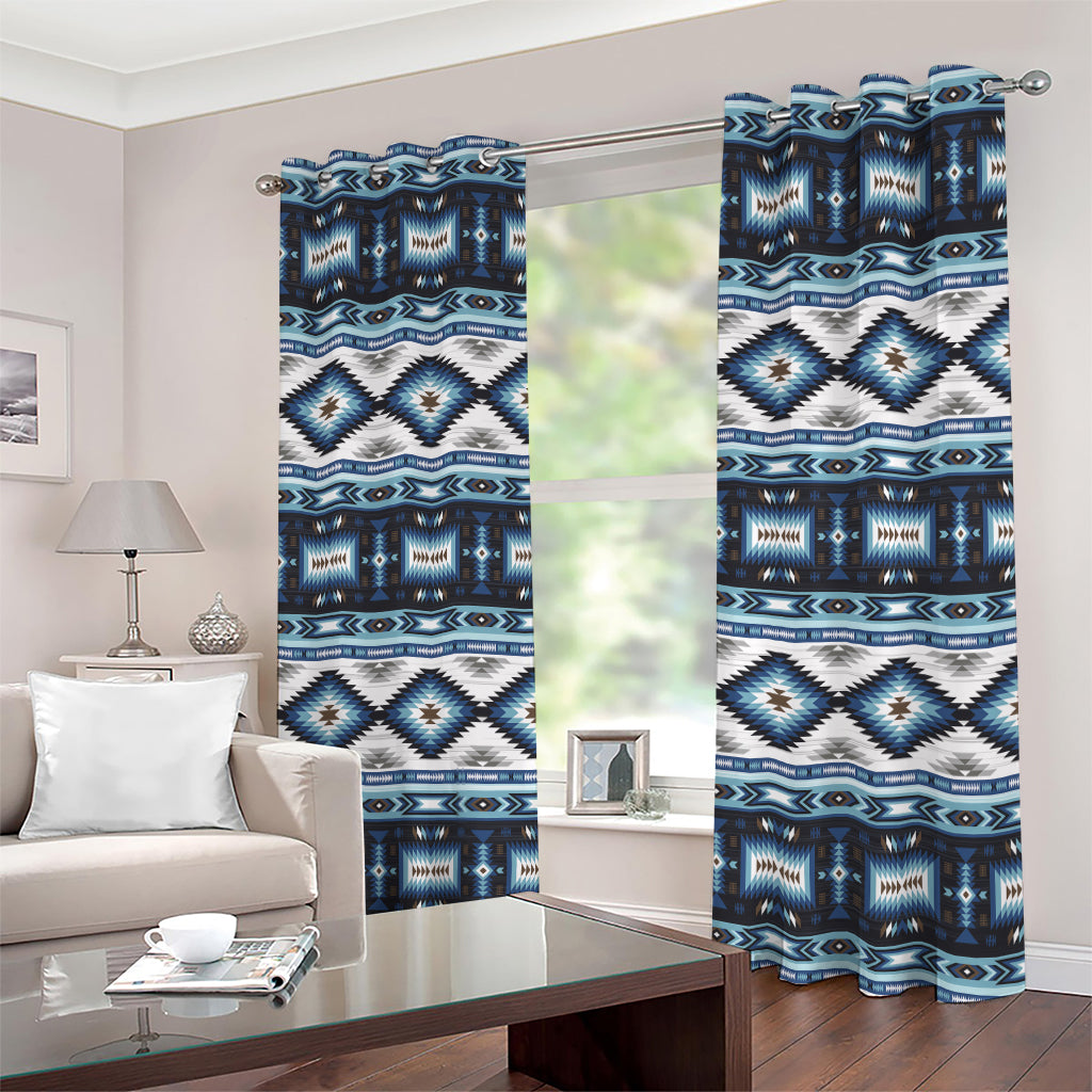 Blue Native Navajo Print Extra Wide Grommet Curtains