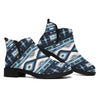 Blue Native Navajo Print Flat Ankle Boots