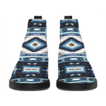 Blue Native Navajo Print Flat Ankle Boots