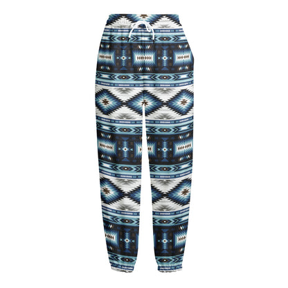 Blue Native Navajo Print Fleece Lined Knit Pants