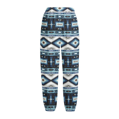 Blue Native Navajo Print Fleece Lined Knit Pants