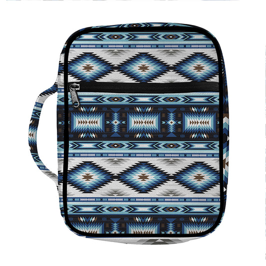 Blue Native Navajo Print Front Pocket Bible Bag