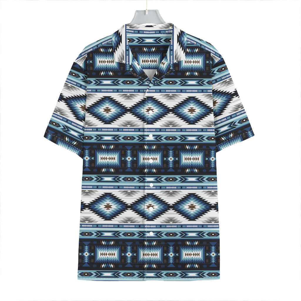 Blue Native Navajo Print Hawaiian Shirt