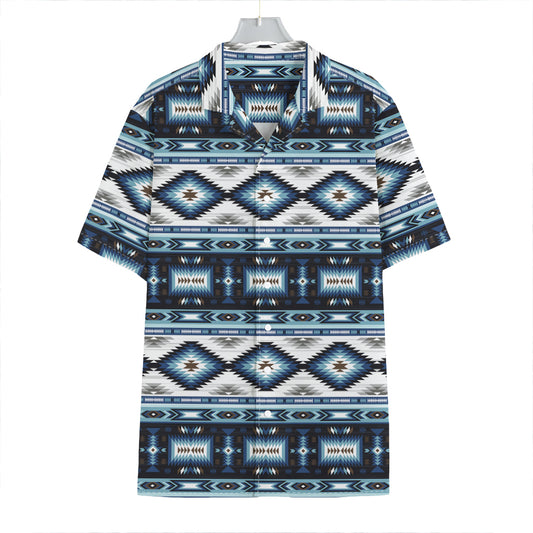 Blue Native Navajo Print Hawaiian Shirt