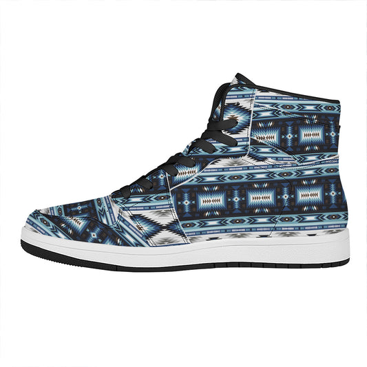 Blue Native Navajo Print High Top Leather Sneakers