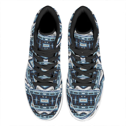 Blue Native Navajo Print High Top Leather Sneakers