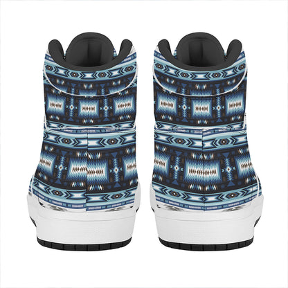 Blue Native Navajo Print High Top Leather Sneakers