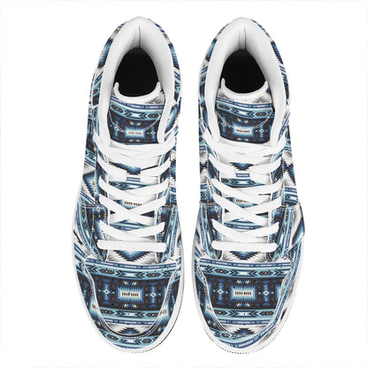 Blue Native Navajo Print High Top Leather Sneakers